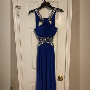 Royal blue beaded formal Betsy & Adam dress size 2 with open back